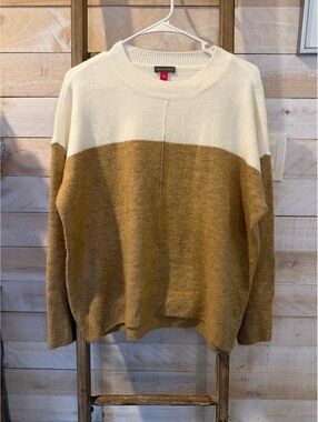Vince Camuto Women's Colorblock Sweater Size Small, Acrylic Blend, White and Tan